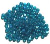 50 6mm Transparent Matte Dark Aqua AB Round Beads